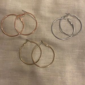 set of 3 hoop earrings